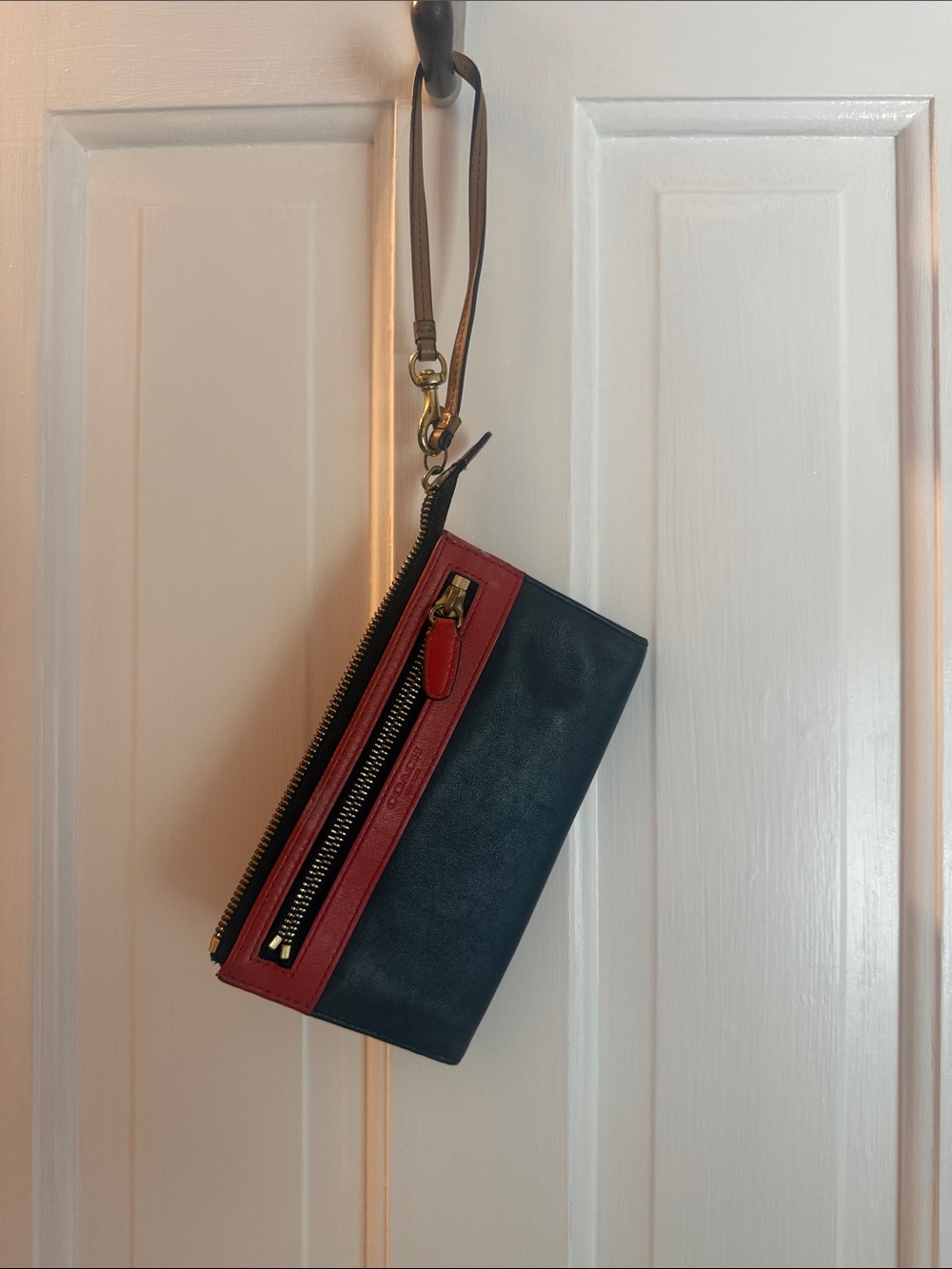 Coach Black and Red Leather Wristlet